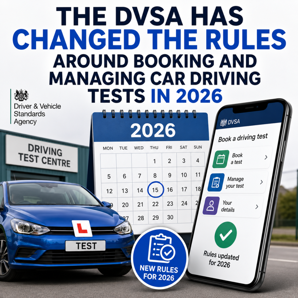The DVSA has changed the rules around booking and managing car driving tests in 2026